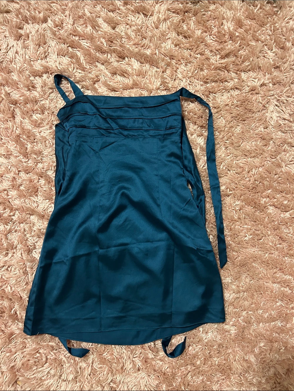 Beginning Boutique Teal Satin Slip Dress